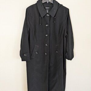 Maggie Barnes Long Black Raincoat